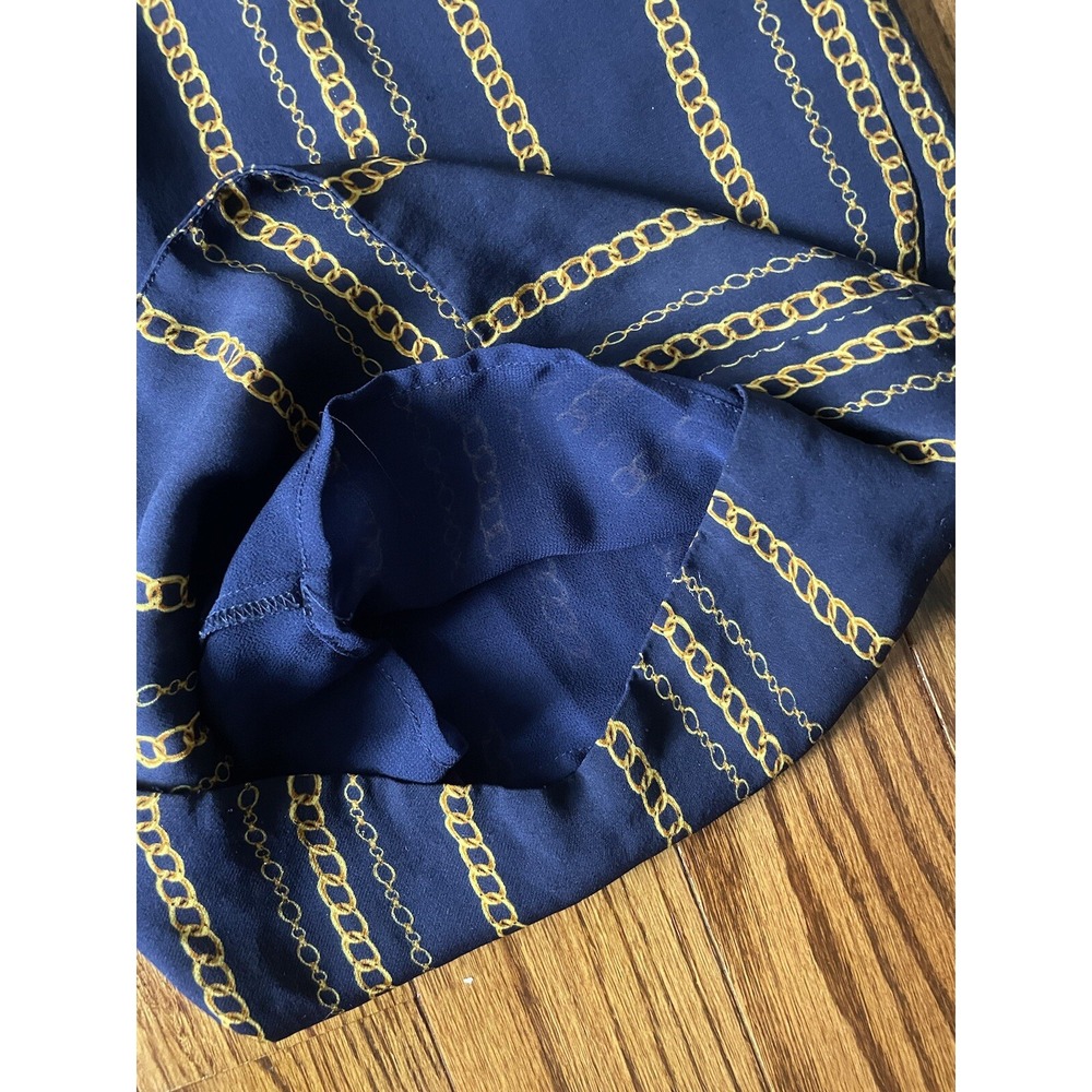 NICHOLAS US 2 Samira 100%‎ Silk Wide Leg Jumpsuit Navy Blue Gold Chain Old Money - Picture 13 of 16